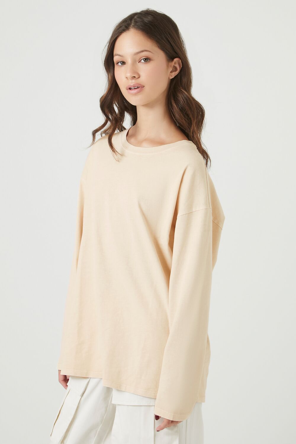  Forever 21 Oversized Drop-Sleeve Top - beige - Bonton