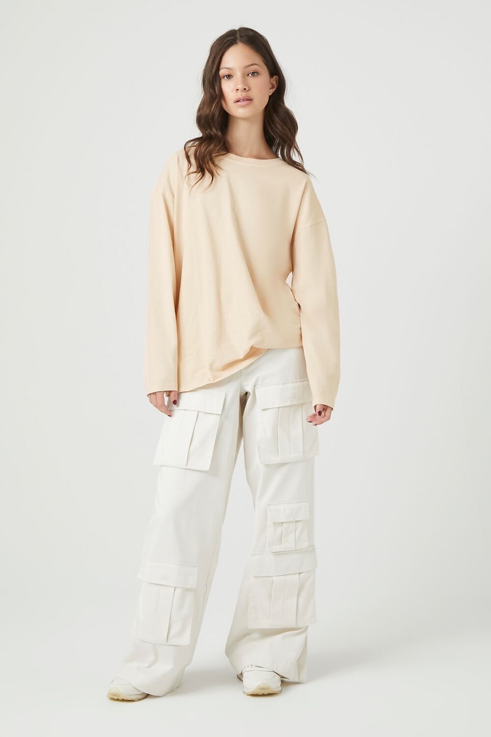  Forever 21 Oversized Drop-Sleeve Top - beige - Bonton