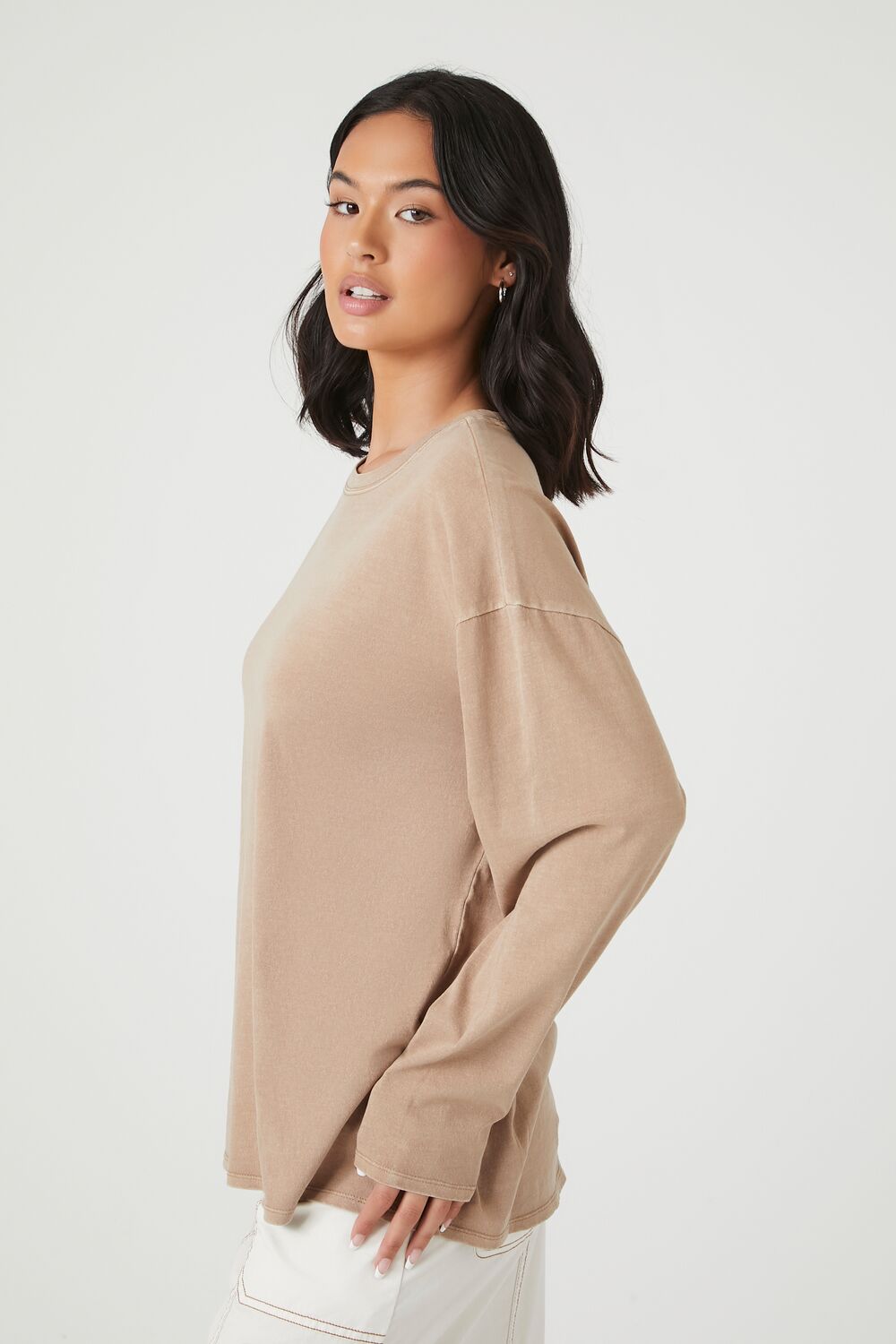  Forever 21 Oversized Drop-Sleeve Top - beige - Bonton