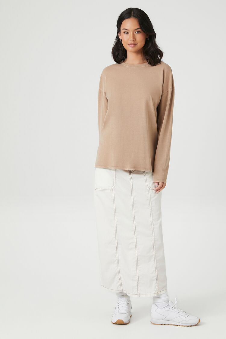 Forever 21 Oversized Drop-Sleeve Top - beige - Bonton