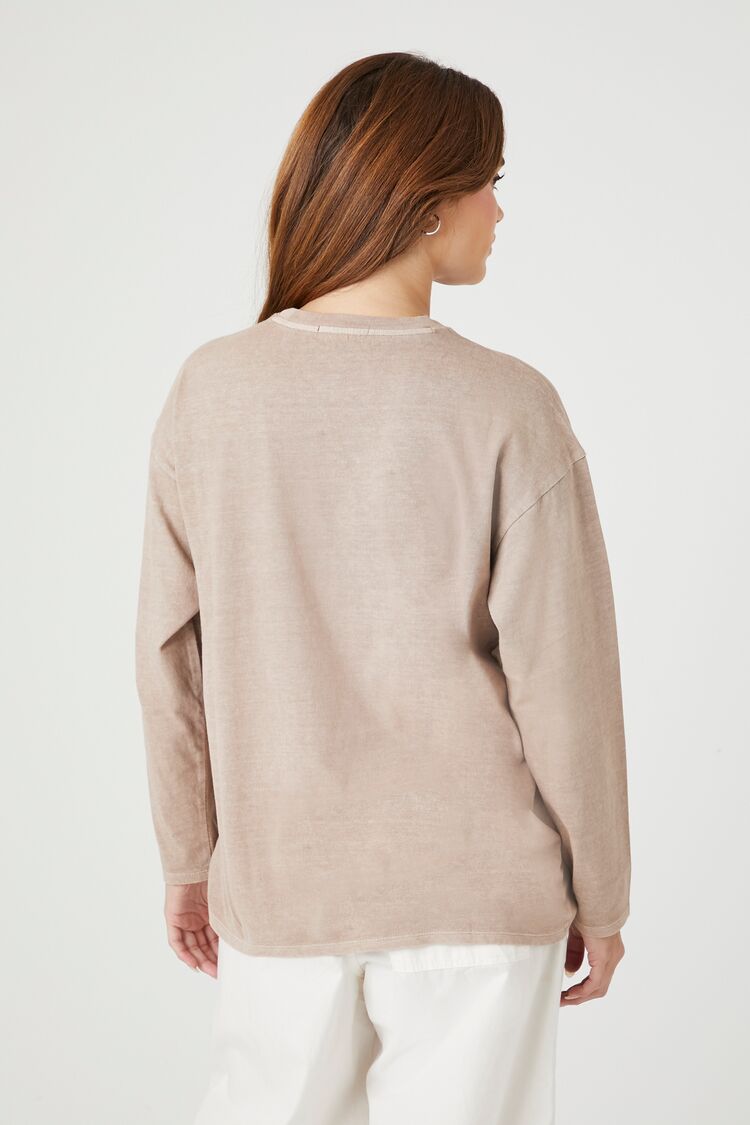  Forever 21 Oversized Drop-Sleeve Top - beige - Bonton
