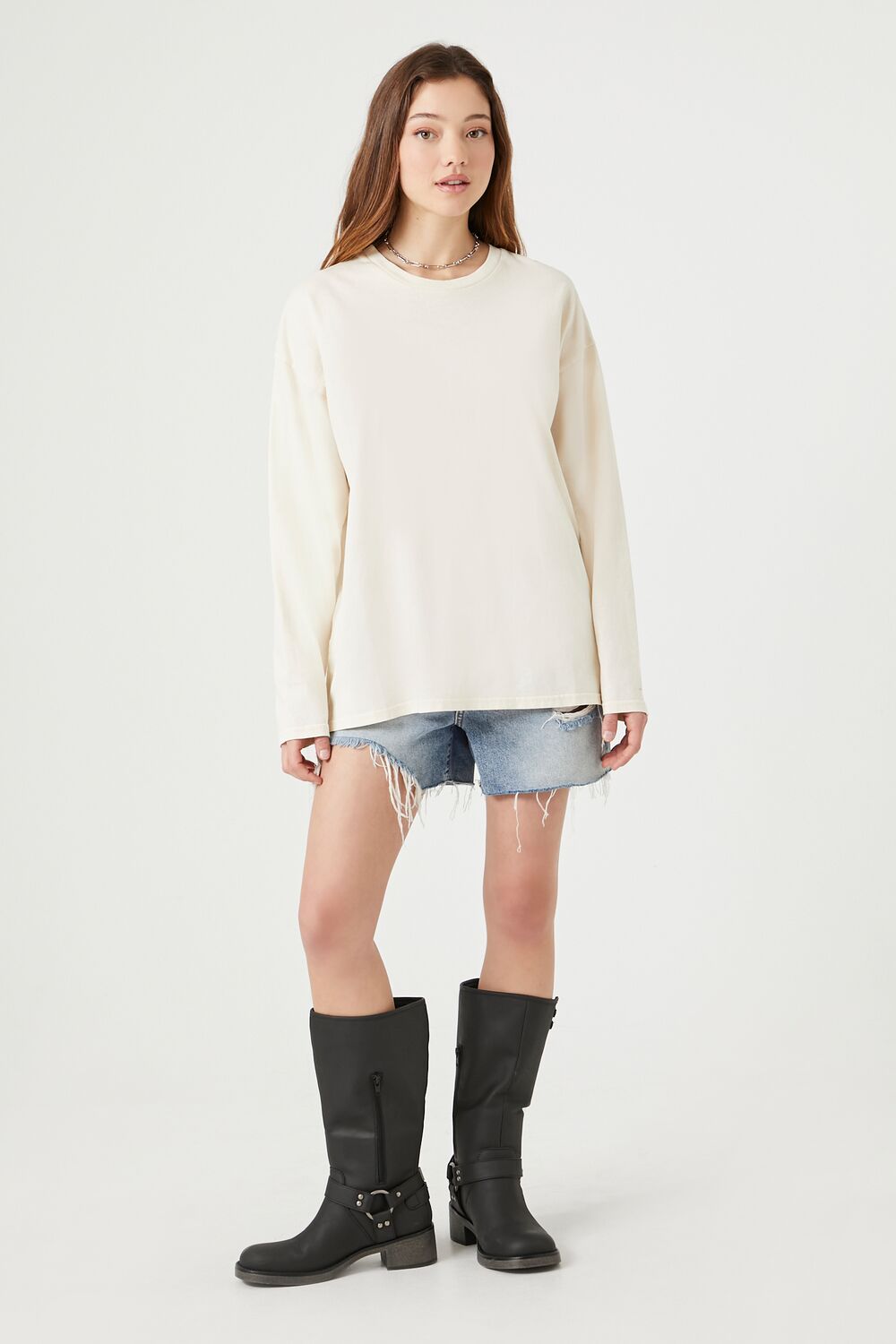  Forever 21 Oversized Drop-Sleeve Top - beige - Bonton