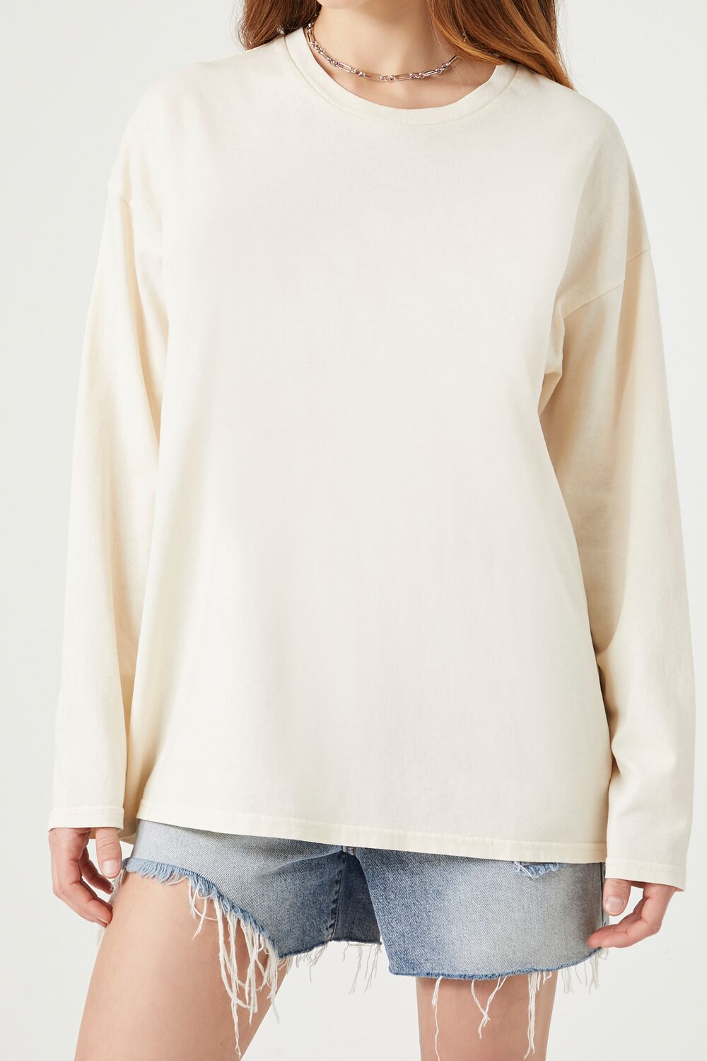  Forever 21 Oversized Drop-Sleeve Top - beige - Bonton