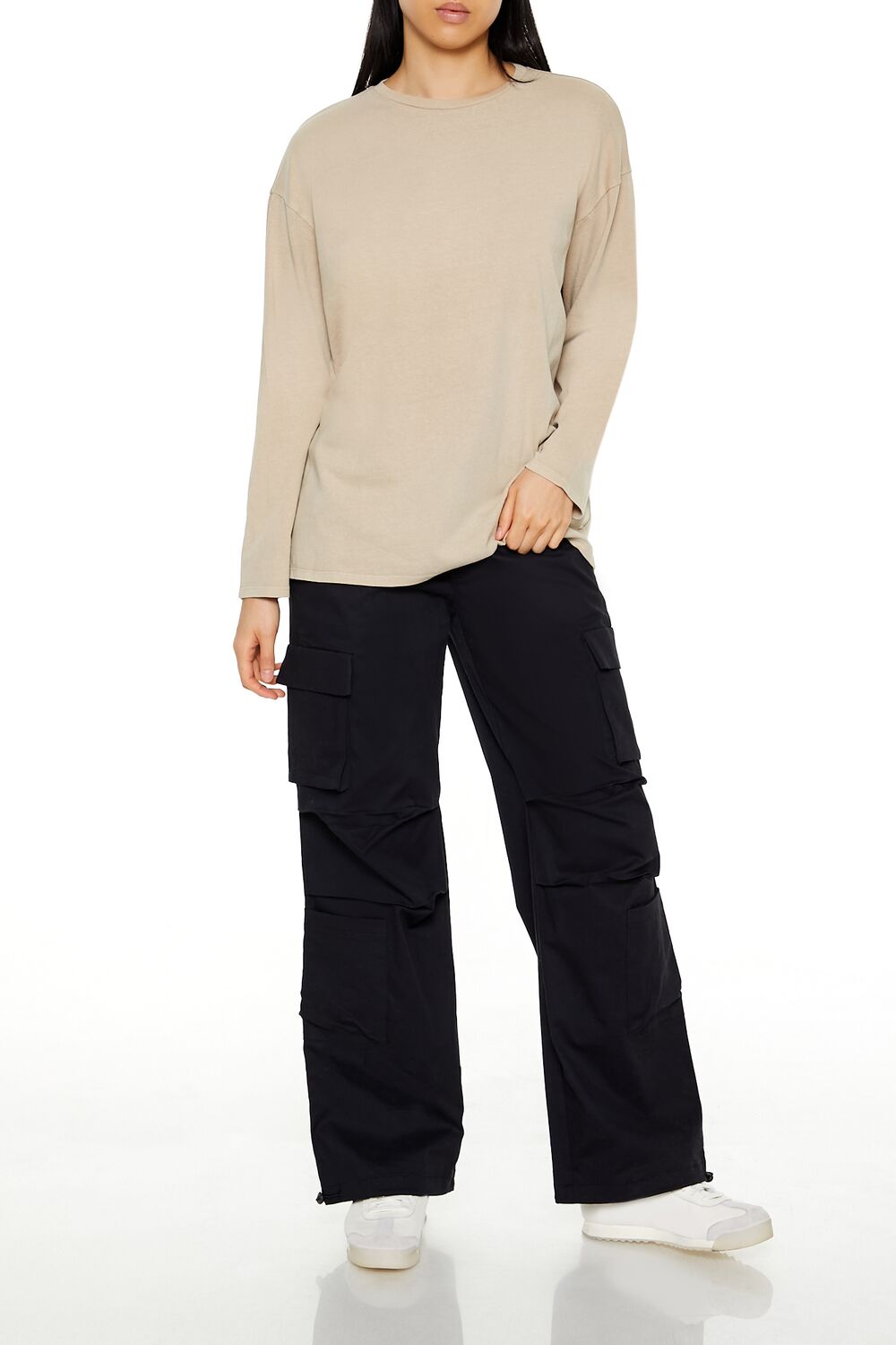  Forever 21 Oversized Drop-Sleeve Top - beige - Bonton