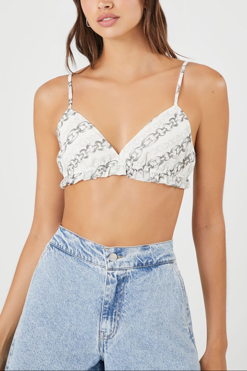  Forever 21 Chain Print Bralette - white grey - Bonton