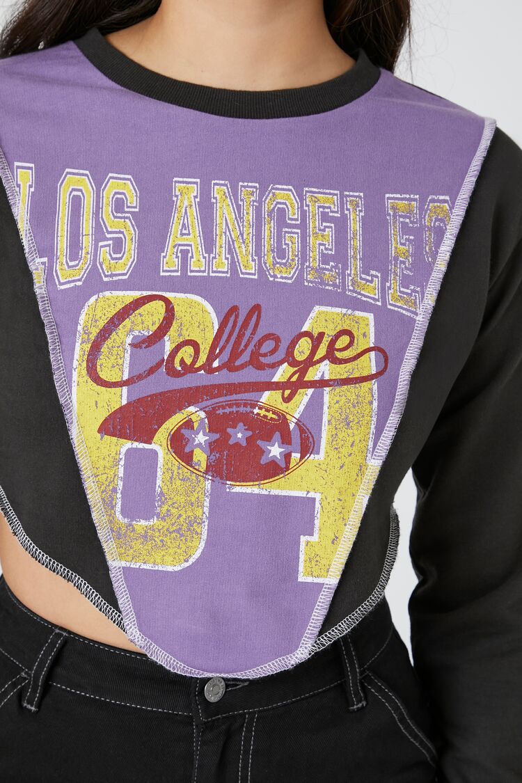  Forever 21 Cropped Los Angeles College Pullover - black multi - Bonton