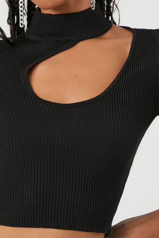 Sweater-Knit Cutout Crop Top