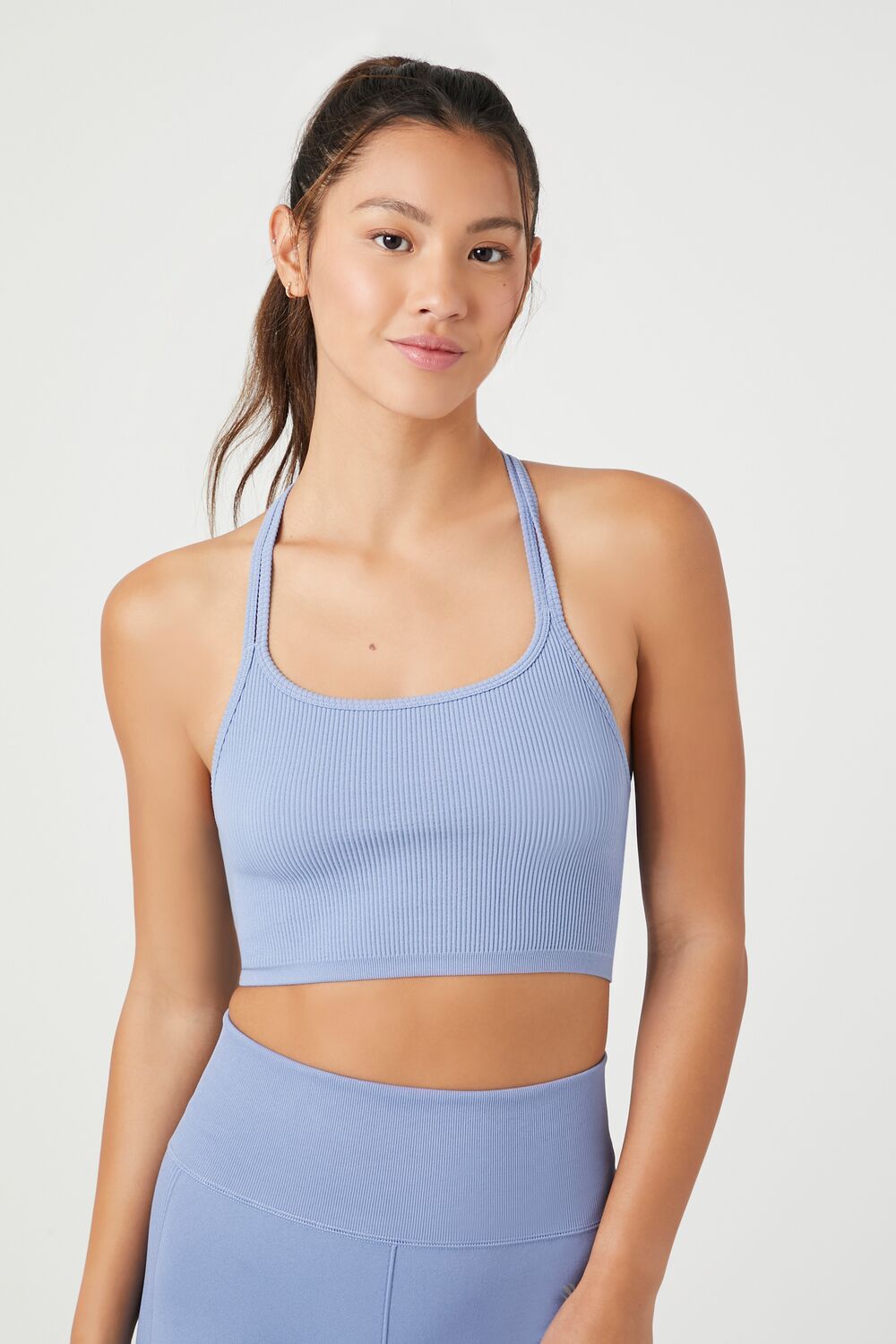  Forever 21 Strappy Seamless Sports Bra - charcoal - Bonton