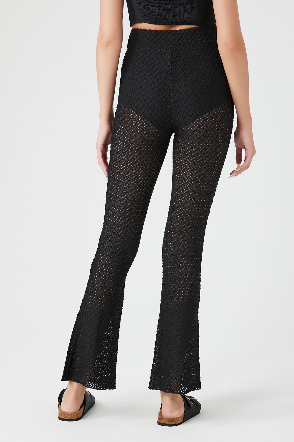  Forever 21 Crochet Flare Pants - black - Bonton