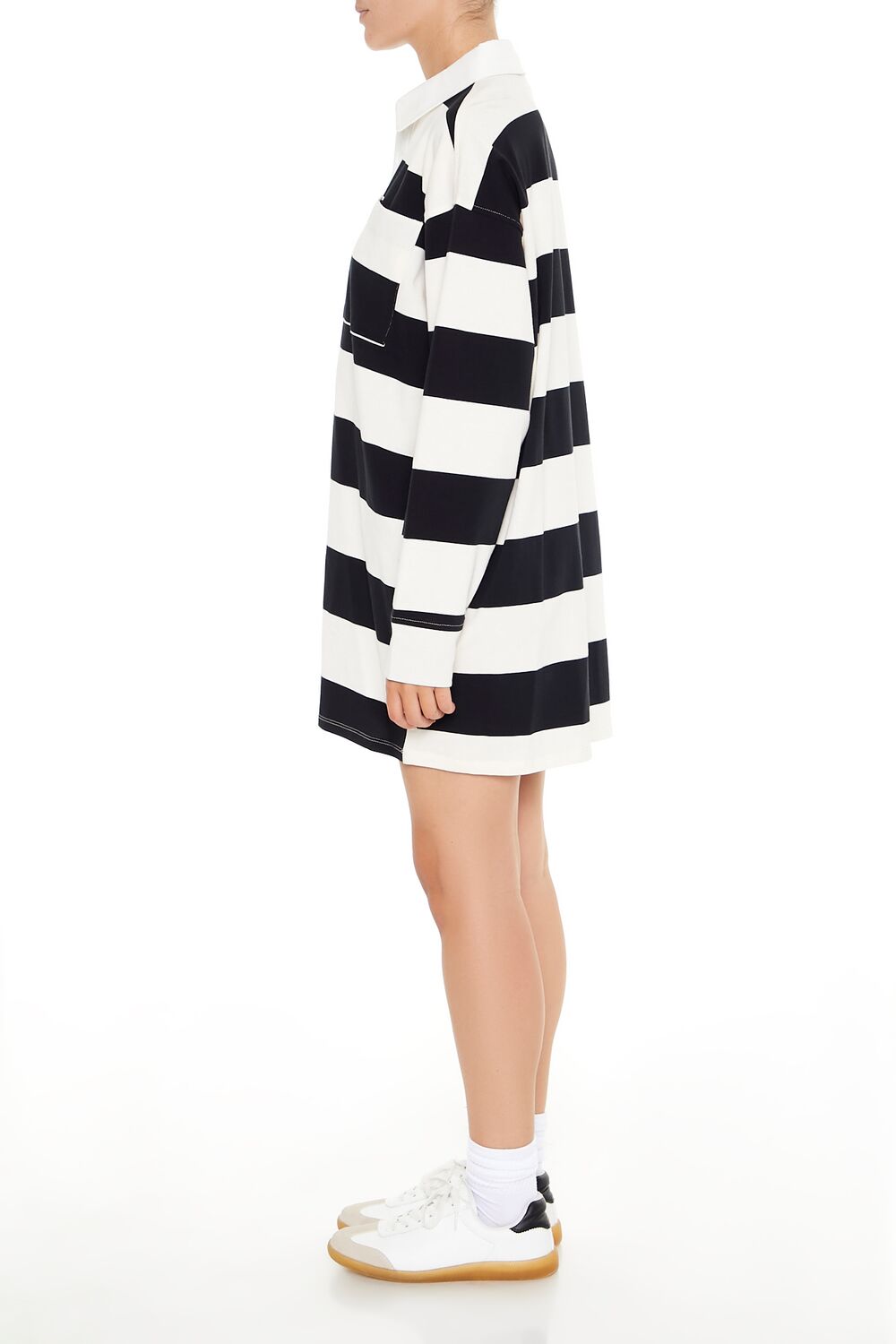  Forever 21 Striped Polo Shirt Dress - black white - Bonton