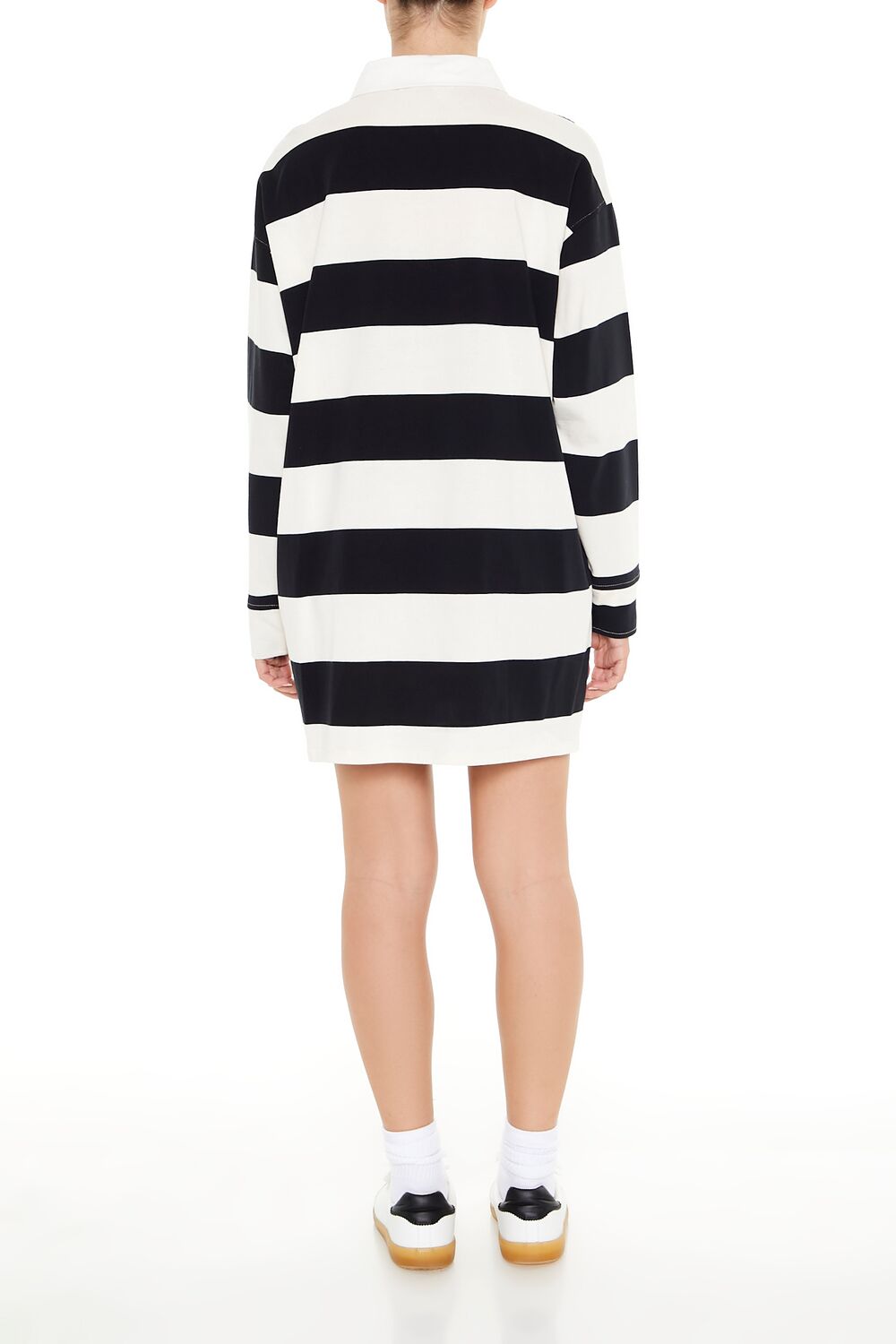  Forever 21 Striped Polo Shirt Dress - black white - Bonton