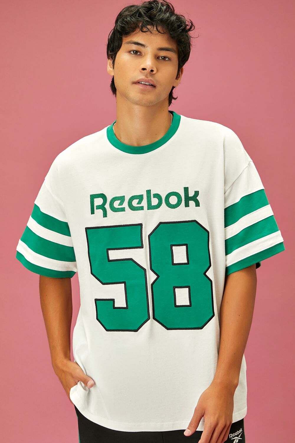  Forever 21 Unisex Reebok 58 Graphic Tee - white multi - Bonton