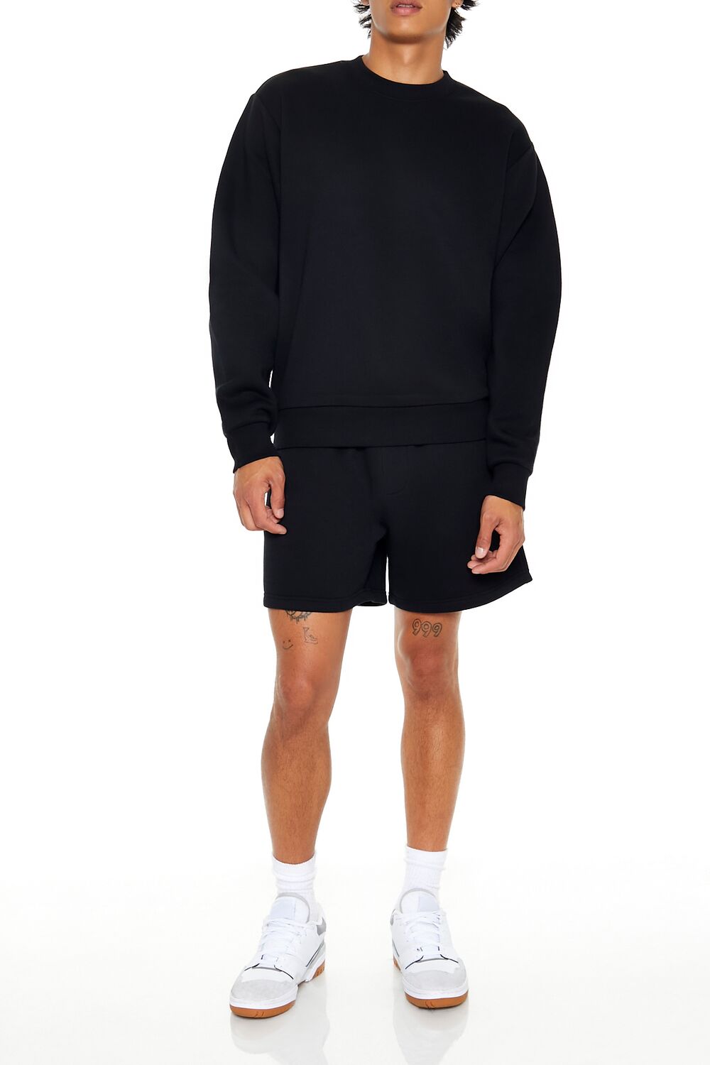  Forever 21 Cotton-Blend Crew Pullover - black - Bonton