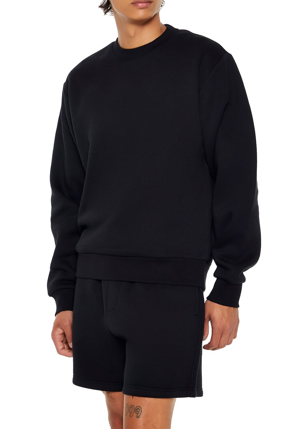  Forever 21 Cotton-Blend Crew Pullover - black - Bonton