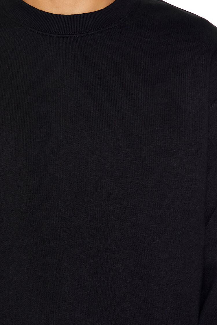  Forever 21 Cotton-Blend Crew Pullover - black - Bonton