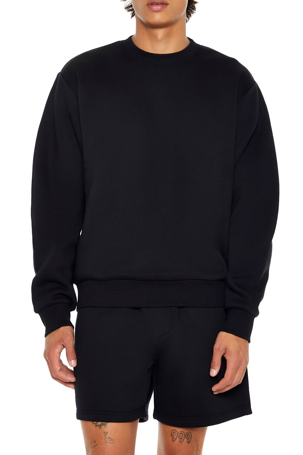  Forever 21 Cotton-Blend Crew Pullover - black - Bonton