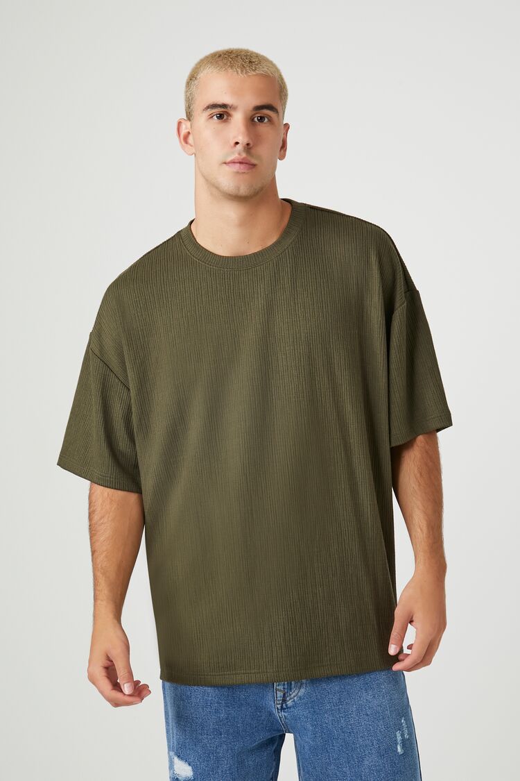  Forever 21 Textured Knit Crew Tee - olive - Bonton