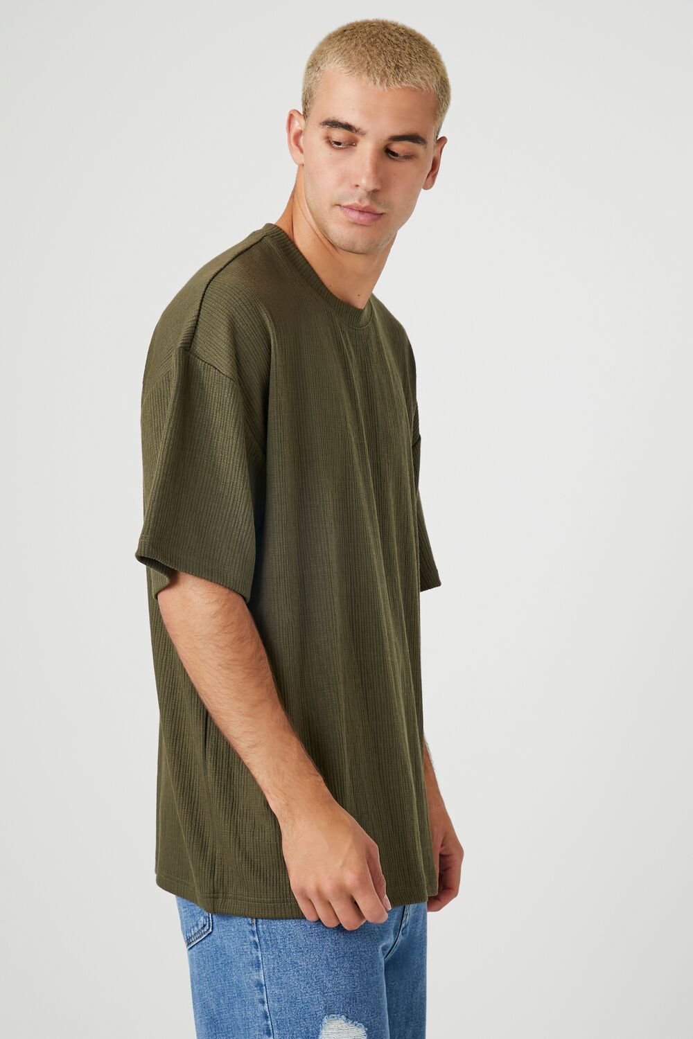  Forever 21 Textured Knit Crew Tee - olive - Bonton