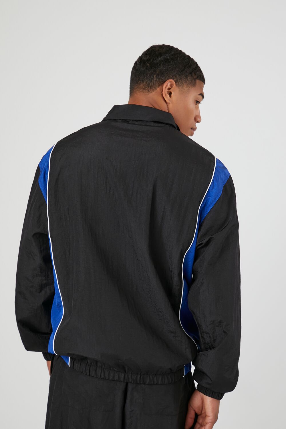  Forever 21 Striped Half-Zip Jacket - black-multi - Bonton
