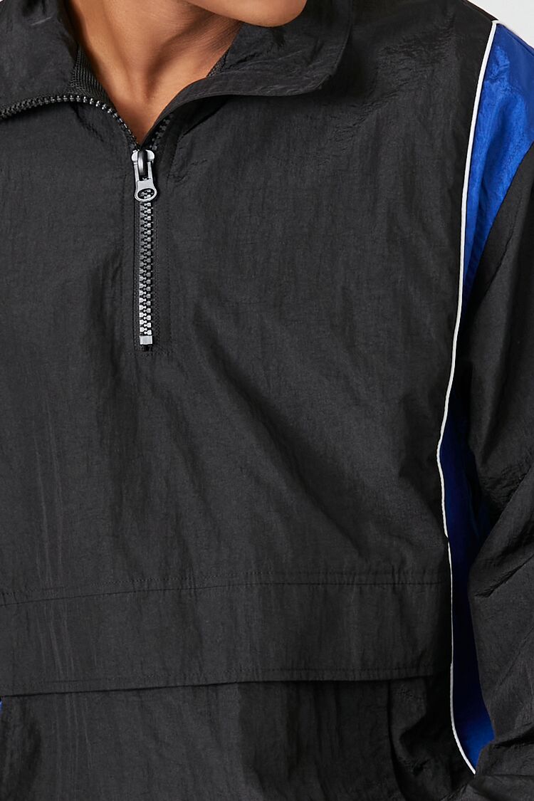  Forever 21 Striped Half-Zip Jacket - black-multi - Bonton