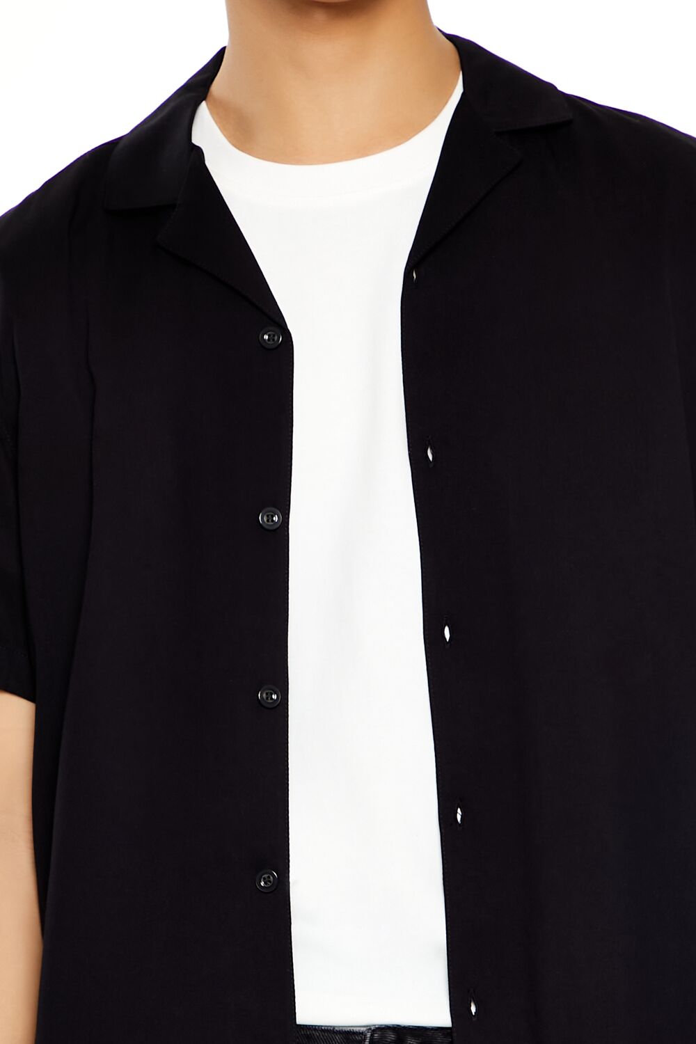  Forever 21 Rayon Short-Sleeve Shirt - black - Bonton