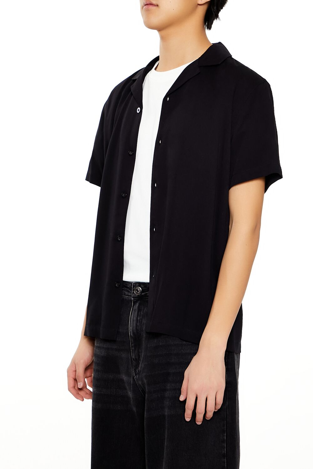  Forever 21 Rayon Short-Sleeve Shirt - black - Bonton