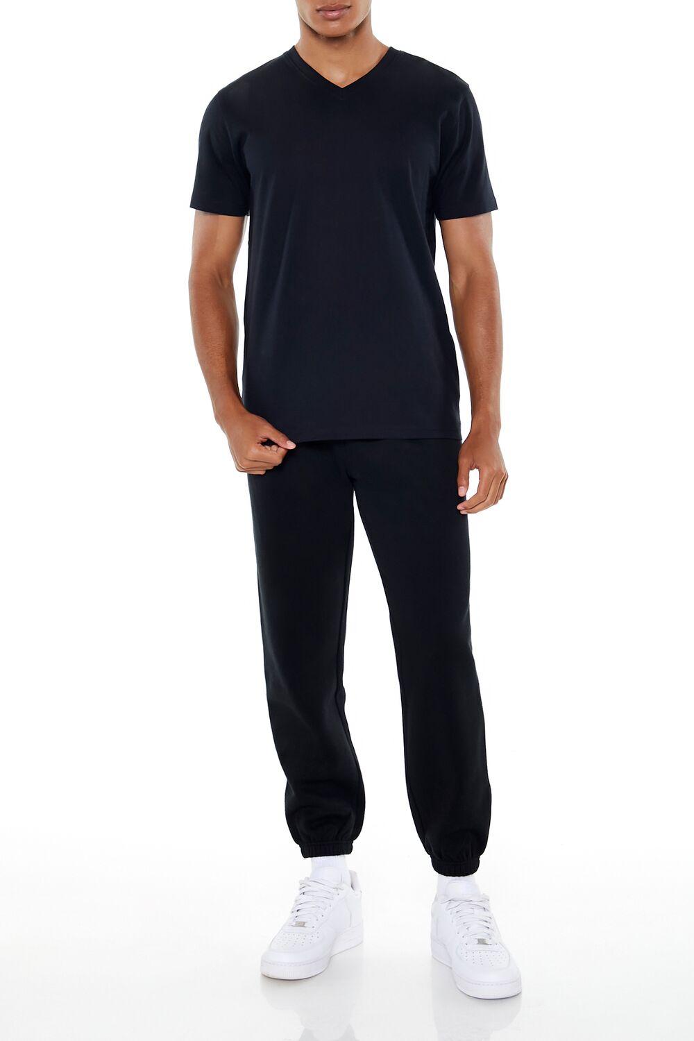  Forever 21 Basic Cotton V-Neck Tee - black - Bonton