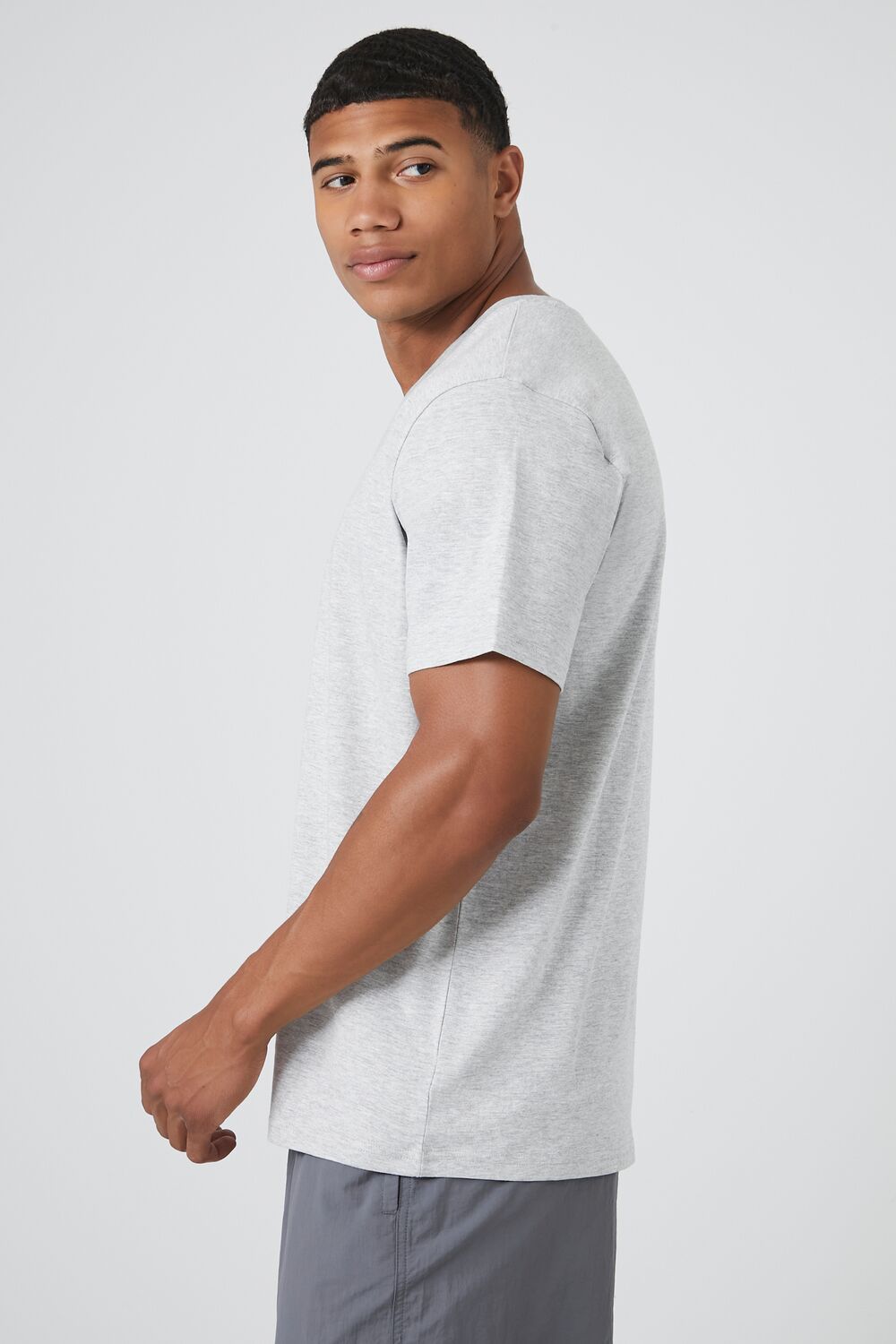  Forever 21 Cotton V-Neck Tee - heather grey - Bonton