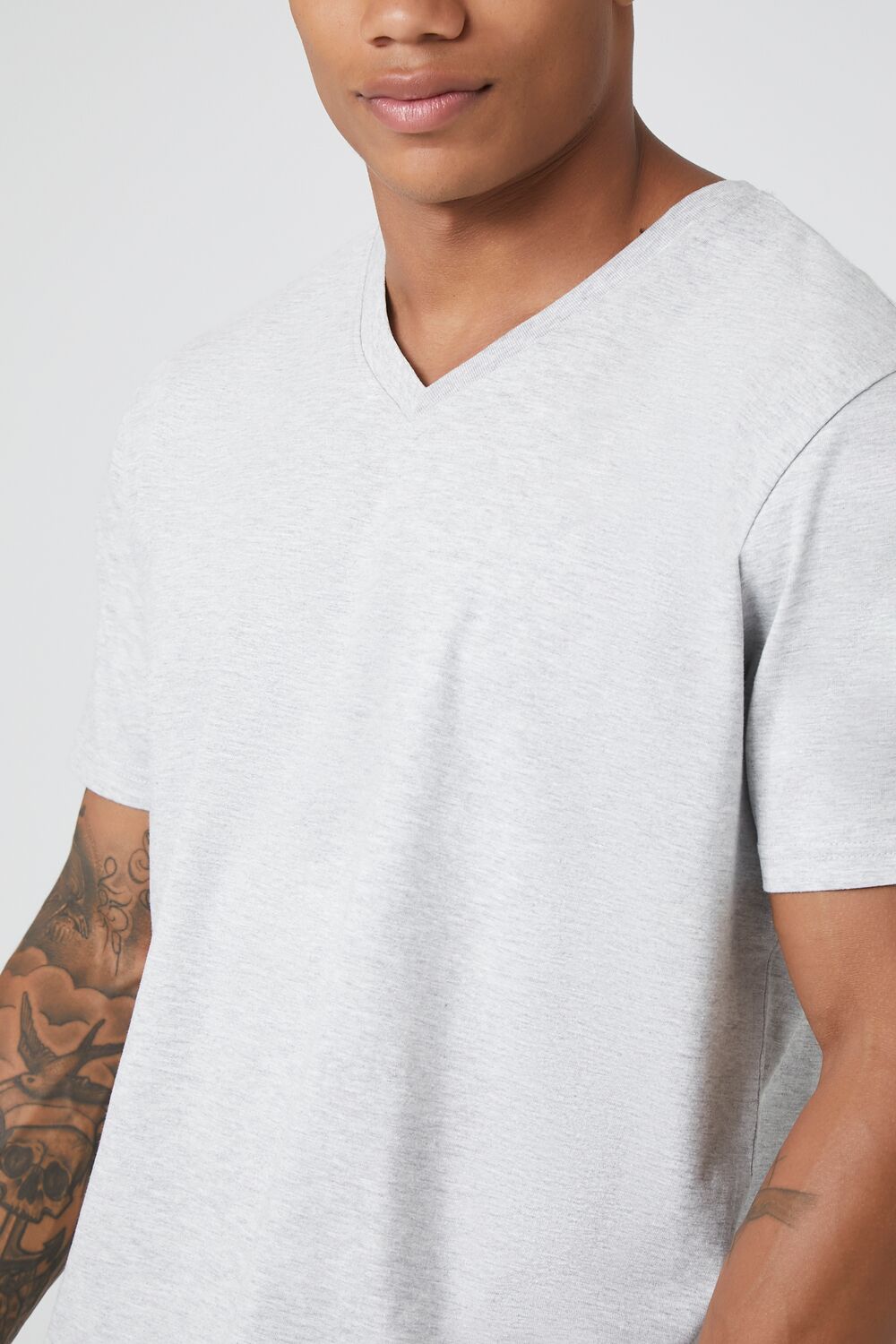  Forever 21 Cotton V-Neck Tee - heather grey - Bonton