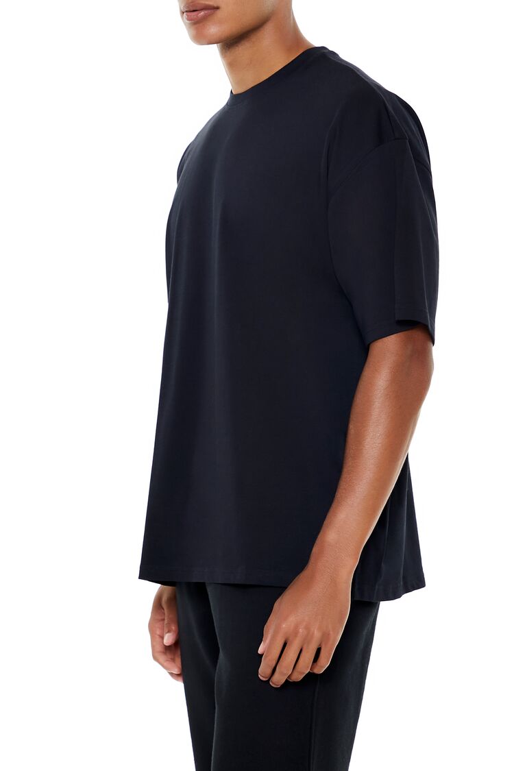  Forever 21 Oversized Cotton Crew Tee - black - Bonton