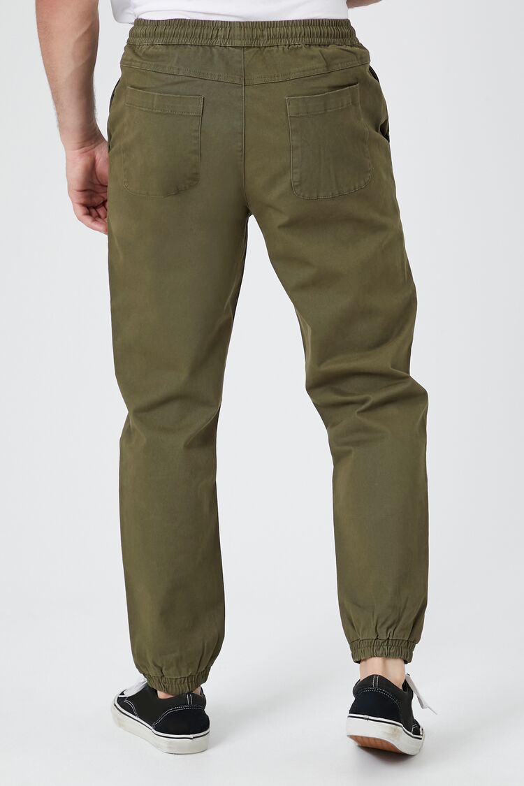  Forever 21 Twill Drawstring Joggers - olive - Bonton