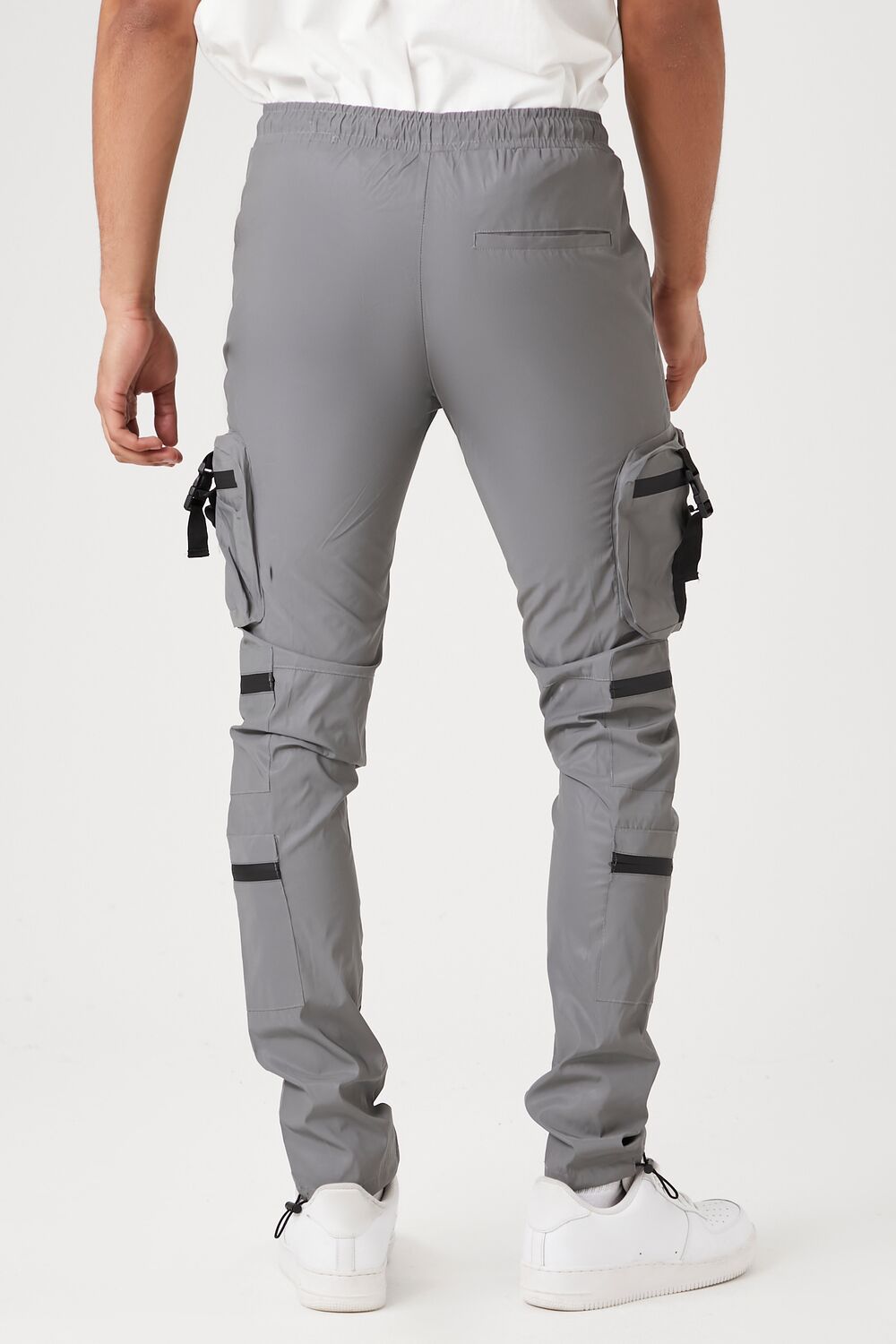  Forever 21 Reflective Cargo Joggers - grey-multi - Bonton