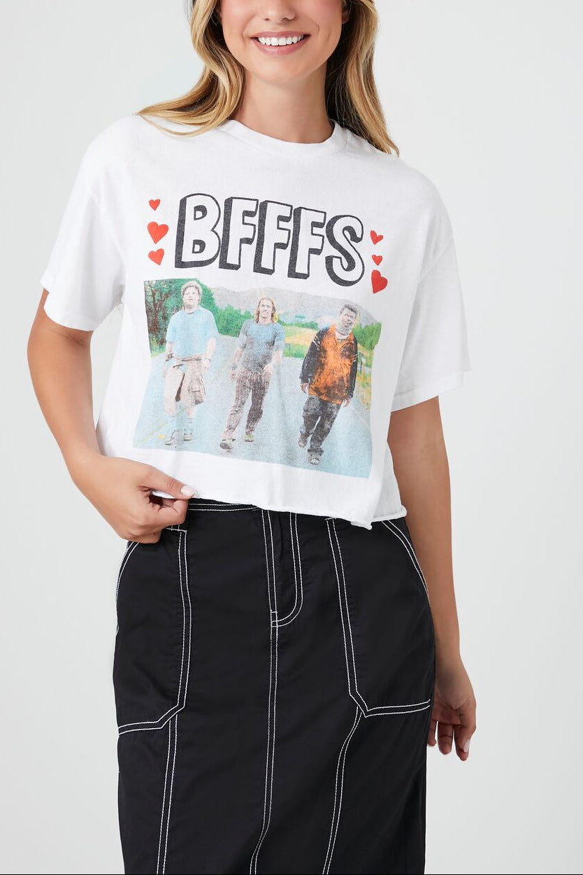  Forever 21 Cropped BFFFS Graphic Tee - white multi - Bonton