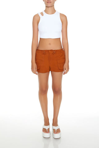 Twill Drawstring Cargo Shorts