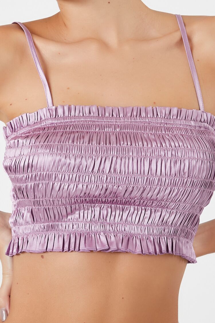  Forever 21 Smocked Satin Cropped Cami - purple - Bonton