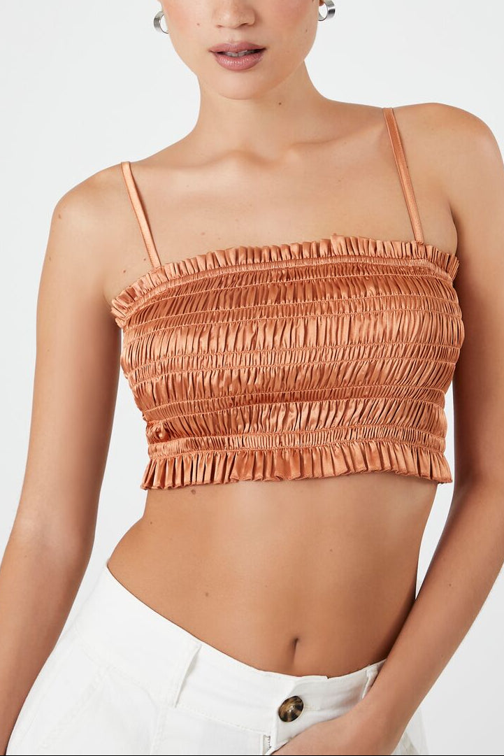  Forever 21 Smocked Satin Cropped Cami - purple - Bonton