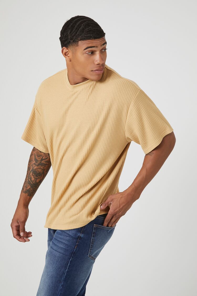  Forever 21 Waffle Knit Crew Tee - camel - Bonton