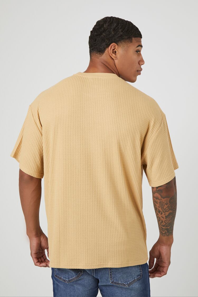  Forever 21 Waffle Knit Crew Tee - camel - Bonton