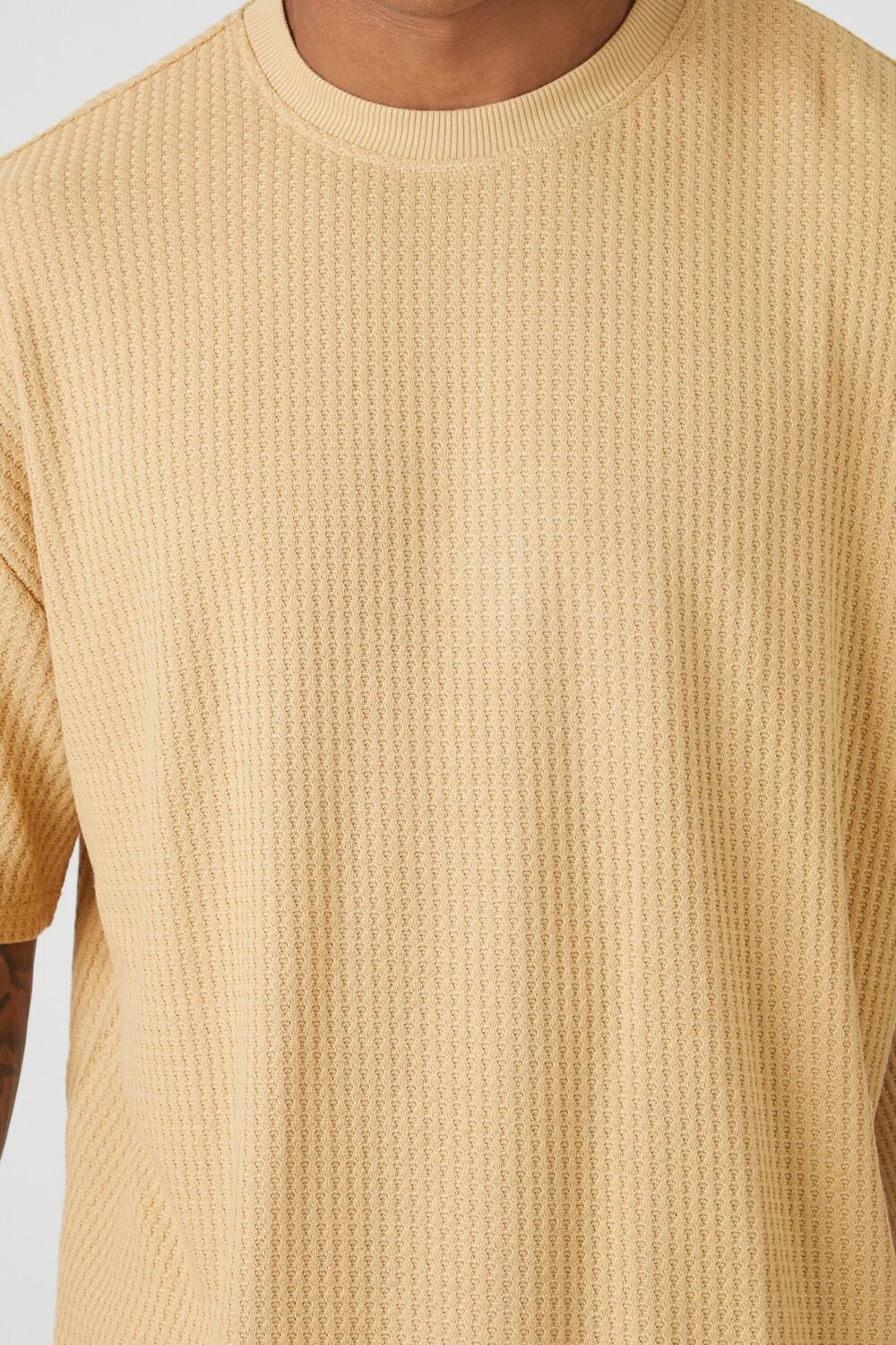  Forever 21 Waffle Knit Crew Tee - camel - Bonton