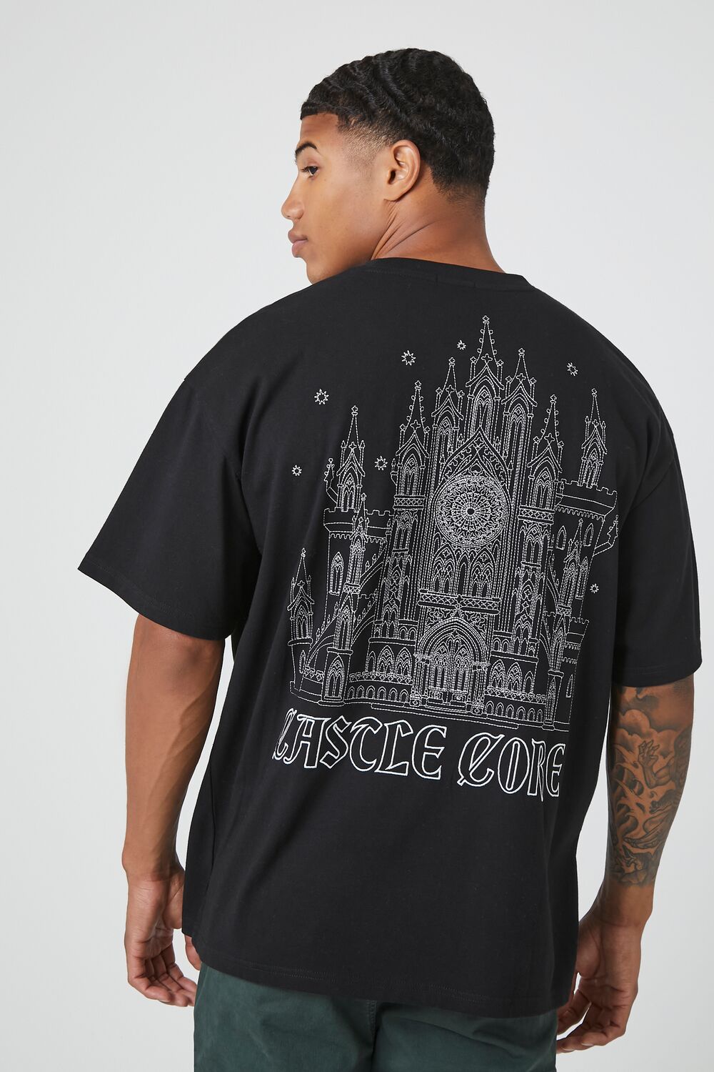  Forever 21 Castle Core Graphic Tee - black white - Bonton