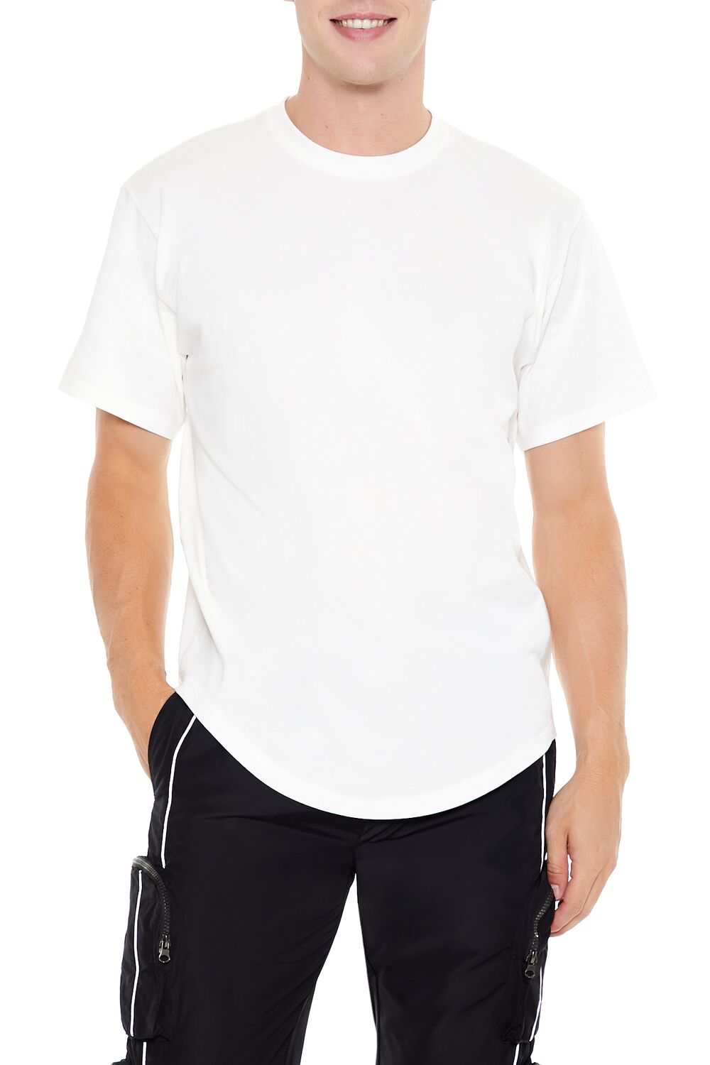  Forever 21 Scoop Cotton Crew Tee - black - Bonton