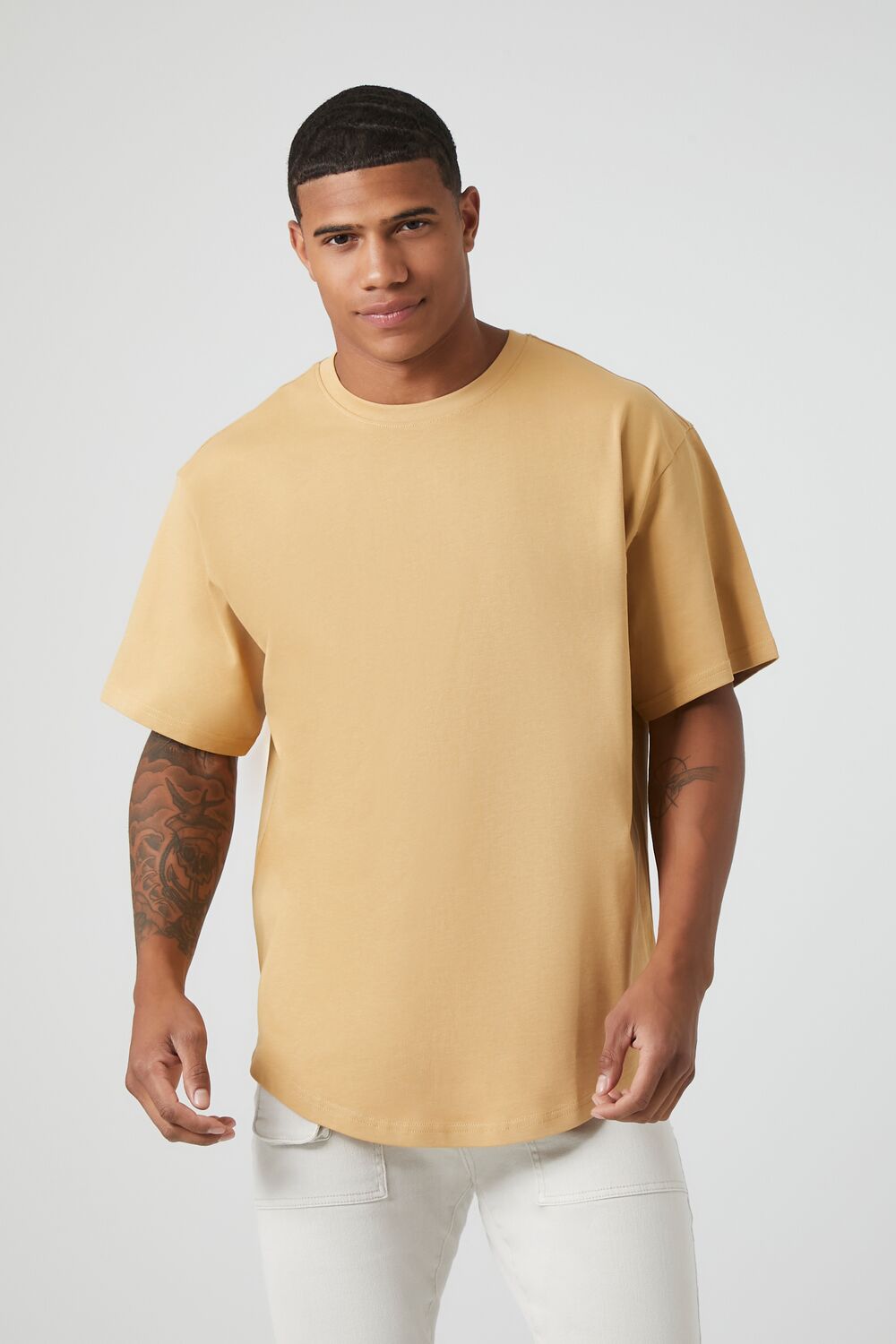  Forever 21 Scoop Cotton Crew Tee - black - Bonton