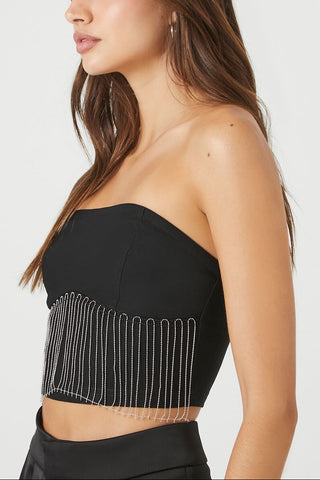 Rhinestone Fringe Tube Top