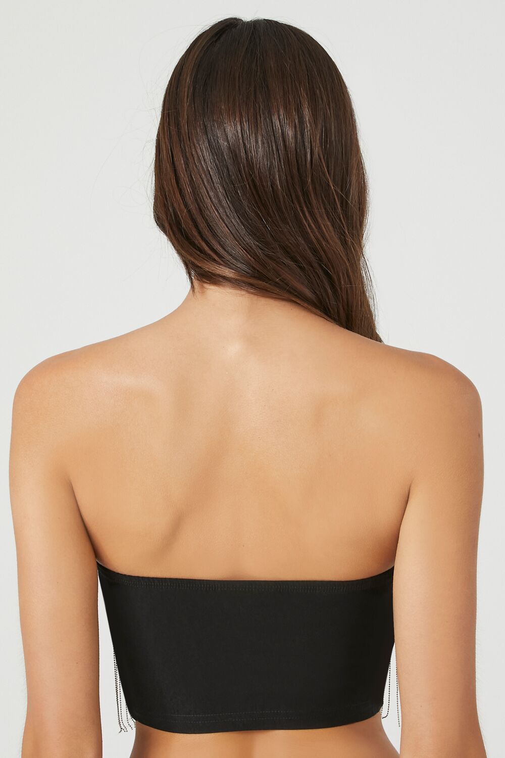  Forever 21 Rhinestone Fringe Tube Top - black - Bonton