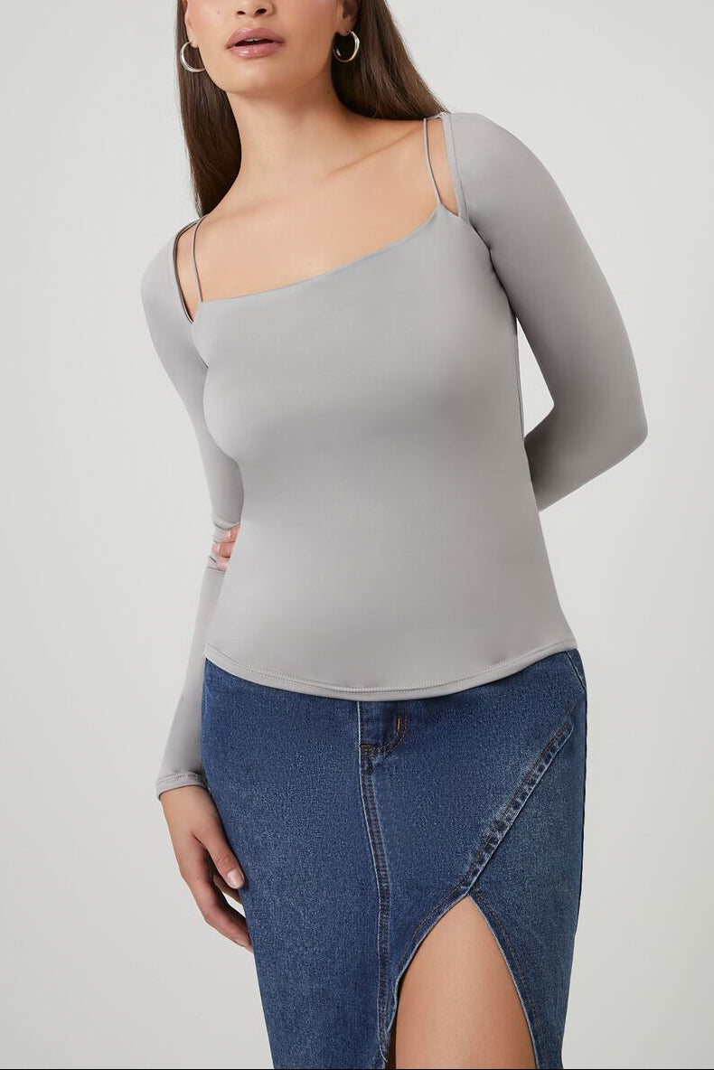  Forever 21 Cami Long-Sleeve Top - grey - Bonton