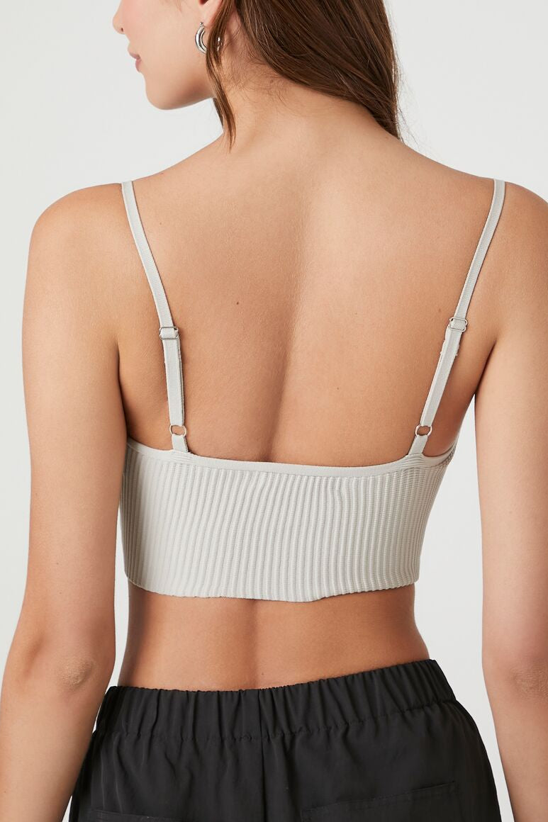  Forever 21 Sweater-Knit Cropped Cami - khaki - Bonton