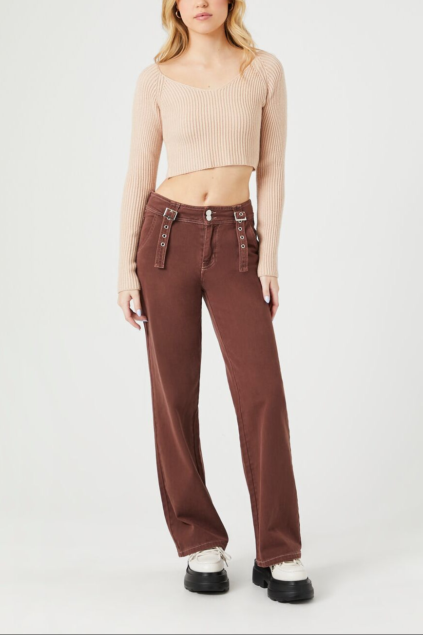  Forever 21 Cropped Rib-Knit Sweater - white - Bonton