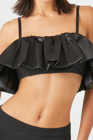 Satin Ruffle Cropped Cami