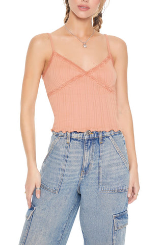 Lace-Trim V-Neck Cami