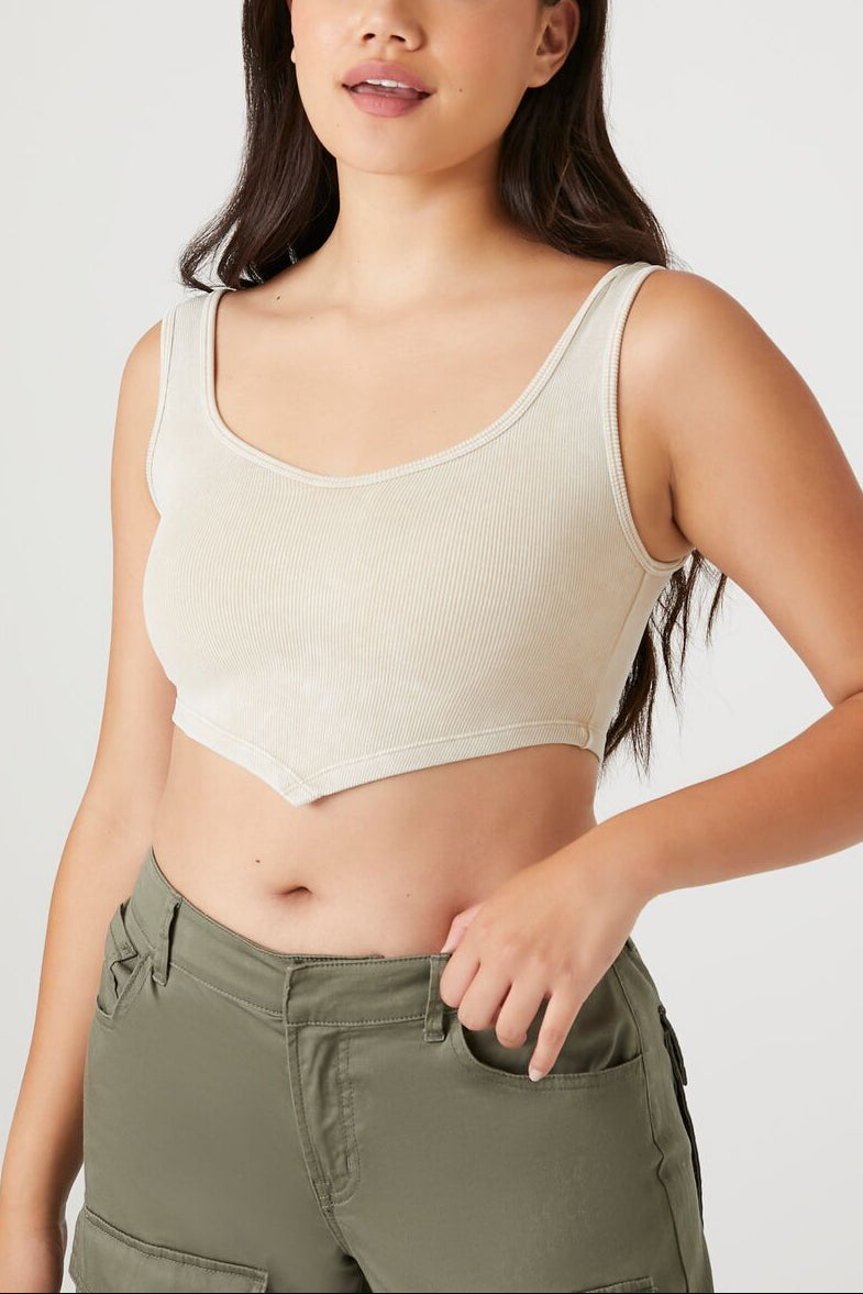  Forever 21 Seamless Ribbed V-Hem Tank Top - black - Bonton